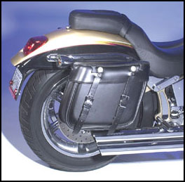 Grand Canyon Quick Detachable US Made Leather Saddlebag on a Harley-Davidson Screamin' Eagle Deuce